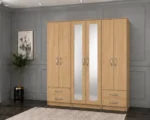 Contemporary 6 Door Wardrobe with Full-Length Mirror Doors | Premium Storage Cabinet with Spacious Drawers for Modern Bedrooms - Image 2