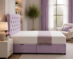 Pastel Lavender Ottoman King Bed –Stylish 180×200cm Ottoman Design with Padded Headboard - Image 3
