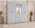 Stylish Spacious 6 Door Closet with Central Mirrored Doors - Image 3