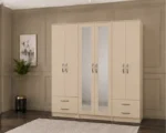 Spacious Wardrobe with 6 Doors, Mirrors and Storage Drawers | Stylish Contemporary Bedroom Storage Unit for Everyday Organisation