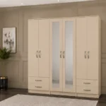 Spacious Wardrobe with 6 Doors, Mirrors and Storage Drawers | Stylish Contemporary Bedroom Storage Unit for Everyday Organisation