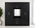 Black Finish 6 door Wardrobe with 3 Drawers – Premium Storage for Modern Bedrooms