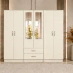 Luxury Bedroom Storage Wardrobe with Six Doors and Center Mirrors