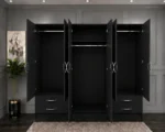 Large 6 Door Wardrobe with Mirrors, Drawers and Shelf Storage | Elegant Modern Bedroom Storage Solution with Spacious Compartments - Image 4