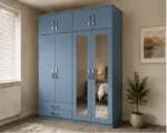 Modern 4 Door Wardrobe with 4 Drawers & 2 Long Mirrors - Image 4