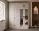 4 Door Wardrobe with Double Long Mirrors & 4 Storage Drawers