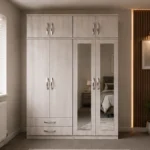 4 Door Wardrobe with Double Long Mirrors & 4 Storage Drawers