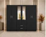 Premium Bedroom Storage Cabinet with 6 Doors and Mirrored Panels
