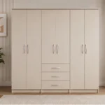 Elegant Bedroom Wardrobe with 6 Doors Organised Storage with Three Drawers