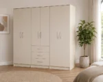 Elegant Bedroom Wardrobe with 6 Doors Organised Storage with Three Drawers - Image 3