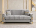 Grey Fluted 3 Seater Sofa –  Luxury Turkish Sofa - Image 4