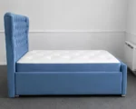 Midnight Blue Oxford Single Bed – Elegant Upholstered Design with Mattress - Image 2