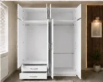 4 Door Bedroom Wardrobe with 4 Drawers and 2 Long Mirrors - Image 3