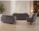 ALTUS Luxury Turkish Sofa Bed with Storage – Premium Velvet Modern Design with Extra Foam and Metal Feet | 3+2+1 Seater Sofa Set - Image 4