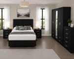 Premium King Size Bed Bedroom Set – Five Door Wardrobe with Four Bottom Drawers – Chest of Five Drawers & Two Bedside Tables - Image 5