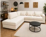 Modern off white L-Shaped Sectional Sofa | Elegant Luxury Corner Couch - Image 2