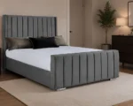 Iron Grey Double Panel Bed – Elegant 4ft 6in Upholstered Frame with Stylish Matching Footboard - Image 4
