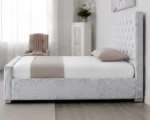 Luxury Silver Florida Single Bed with Mattress- Crystal Button 3ft Bed - Image 3