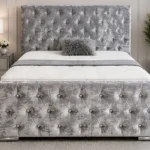 Luxury Florida Double Bed – Premium Upholstered Tufted Bed Frame with Mattress, 160 × 200 cm (4ft 6)