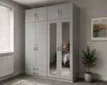 4 Door Wardrobe with 4 Drawers & 2 Mirrors – Modern Bedroom Storage - Image 2