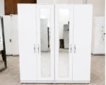 Stylish 4 Door Wardrobe with Full-Length Mirror Design – Modern Bedroom Clothes Storage Furniture