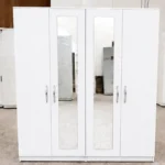 Stylish 4 Door Wardrobe with Full-Length Mirror Design – Modern Bedroom Clothes Storage Furniture