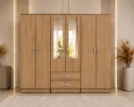 Modern Elegant 6 Door Wardrobe with Mirrors, Drawers and Spacious Storage
