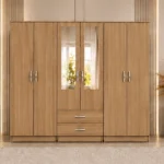 Modern Elegant 6 Door Wardrobe with Mirrors, Drawers and Spacious Storage
