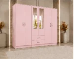 Modern Luxury Wardrobe with 6 Doors, Mirrors and Drawer Storage - Image 3