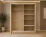 Modern Sliding Wardrobe with Full-Length Mirror – Elegant & Spacious Bedroom Storage Cabinet with 2 Smooth Sliding Doors, Hanging Rails and Multiple Shelves - Image 4