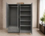 Modern Bedroom Storage Wardrobe with 4 Doors, 2 Mirrors and 2 Large Drawers - Image 3