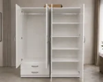 Premium 4 Door Wardrobe with 4 Mirror Panels and 2 Spacious Storage Drawers for Bedroom - Image 3