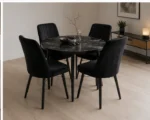 Stylish Round Dining Room Table with Four Comfortable Chairs