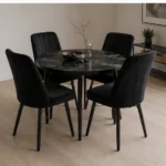 Stylish Round Dining Room Table with Four Comfortable Chairs