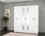 Premium Bedroom Wardrobe with 6 Doors and Storage Drawers | Contemporary Mirrored Wardrobe for Stylish and Organised Bedrooms - Image 2