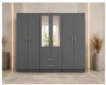 Elegant Contemporary Wardrobe with Six Doors and Mirrored Panels