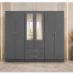 Elegant Contemporary Wardrobe with Six Doors and Mirrored Panels
