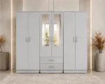 Stylish Spacious 6 Door Closet with Central Mirrored Doors