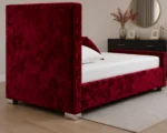 Burgundy Hilton Single Size Bed – Elegant Tufted Headboard with Mattress - Image 3