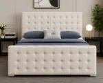 Elegant Ivory Florida King Size Bed with Mattress – 180 × 200 cm 5ft Upholstered Frame - Image 2