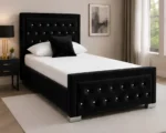 Elegant Black Hilton Single Size Bed – Premium Tufted Headboard with Mattress - Image 2