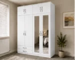 4 Door Bedroom Wardrobe with 4 Drawers and 2 Long Mirrors - Image 4