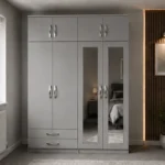 4 Door Wardrobe with 4 Drawers & 2 Mirrors – Modern Bedroom Storage
