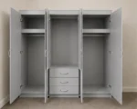 6 Door Light Grey Wardrobe with 3 Drawers & Double Mirrors – Modern Bedroom Storage Cabinet - Image 4