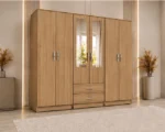 Modern Elegant 6 Door Wardrobe with Mirrors, Drawers and Spacious Storage - Image 4