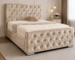 Glamorous Button-Tufted Double Bed – Champagne 160×200cm - Image 2
