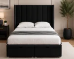 Luxury Black Velvet Ottoman King Size Bed – Spacious Storage & Stylish Upholstered Design - Image 2
