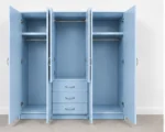 Modern 6 Door Blue Wardrobe with 3 Drawers & 2 Mirrors  –  Stylish Bedroom Wardrobe - Image 4