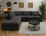 Modern Dark Grey L-Shaped Sectional Sofa | Luxury Corner Couch for Living Room