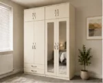 Elegant 4 Door Wardrobe with Mirrors and Multiple Storage Drawers - Image 3
